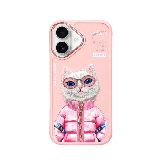 Nimmy Friends Beauty White Cool & Cute 3D Bestickte Hülle Rosa für iPhone 16