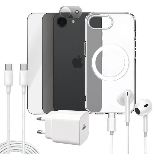 Funda para móvil Apokin Magnética Transparente con accesorios completos para iPhone 16e