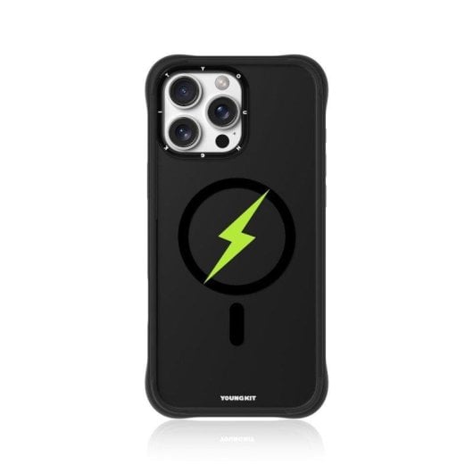 Capa YoungKit Lightning Silicone Preta Verde Super compatível MagSafe iPhone 16 Pro