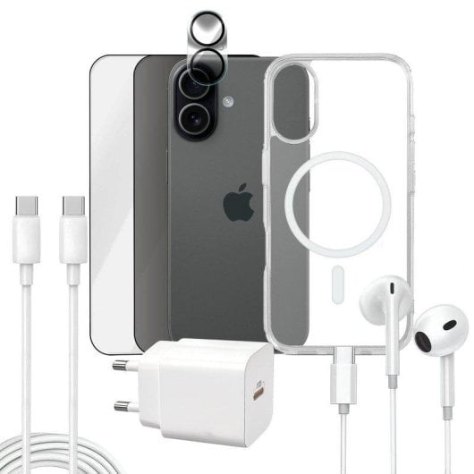 Pack Apokin 7 em 1 Capa Magnética Transparente e Acessórios para iPhone 16