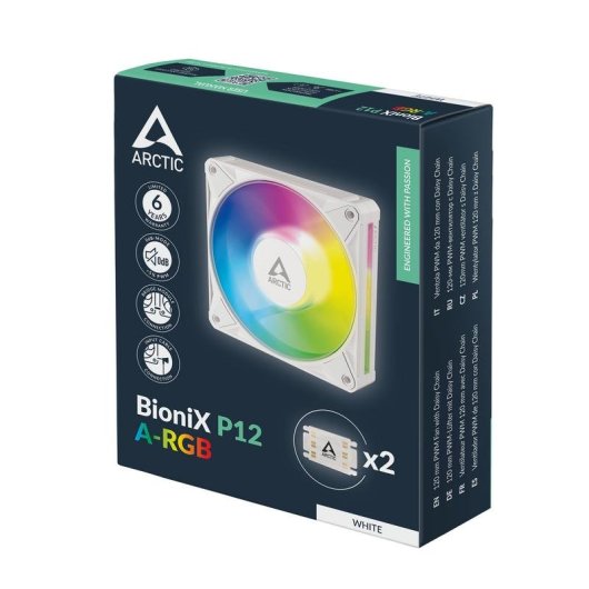 Kühlung Luft Arctic BioniX P12 A-RGB 120 mm Weiß PWM RGB