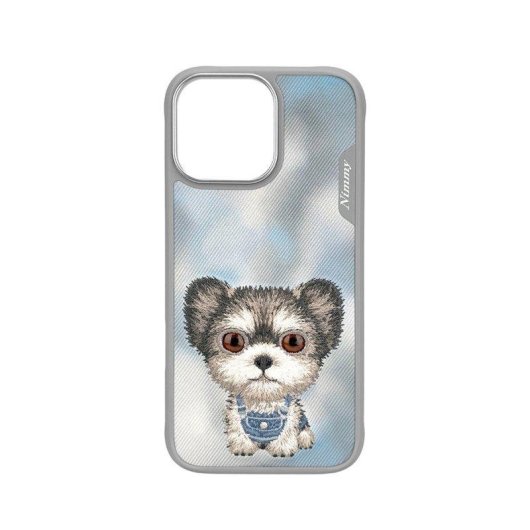 Nimmy Friends Capa 3D Bordada Gray Yorkie para iPhone 16 Pro Max