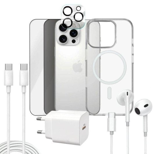 Funda para móvil Apokin Magnética Transparente con accesorios para iPhone 16 Pro Max