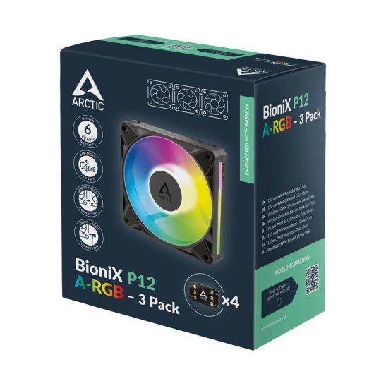 Refrigeração Ar ARCTIC BioniX P12 A-RGB 120mm 450-3000 RPM PWM