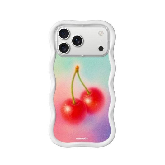 Cover Youngkit Wavy Silicone Bianca Ciliegia Compatibile MagSafe iPhone 17 Pro Max