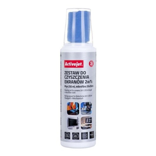 Kit de limpieza de pantallas Activejet 2en1 250 ml con paño microfibra