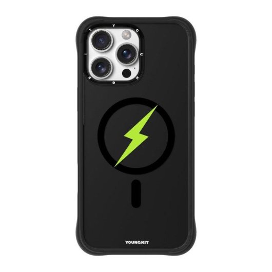 Cover Youngkit Lightning Silicone Nero Verde Compatibile MagSafe iPhone 16 Pro Max