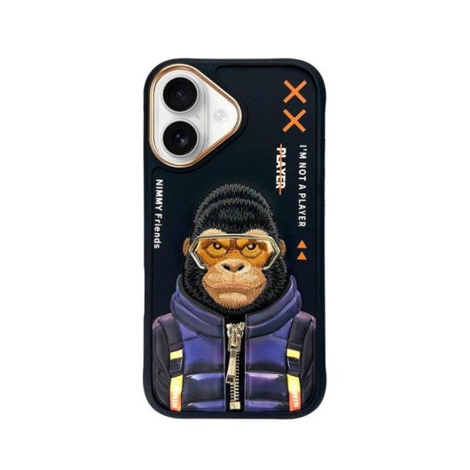 Nimmy Friends Gorilla Cool & Cute 2.0 3D Bestickte Hülle für iPhone 16