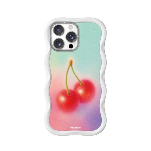Funda YoungKit Wavy Silicone Blanc Cereza Compatible MagSafe iPhone 16 Pro Max