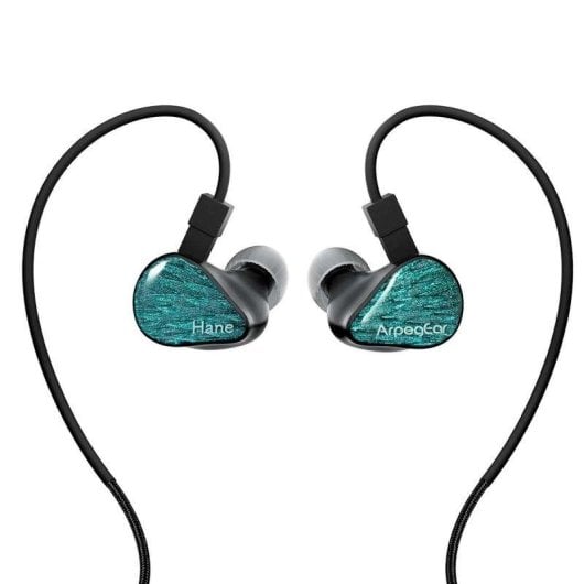 Auriculares Topping ArpegEar Hane con cable desmontable 2 pines, ajuste ergonómico negro y verde azulado