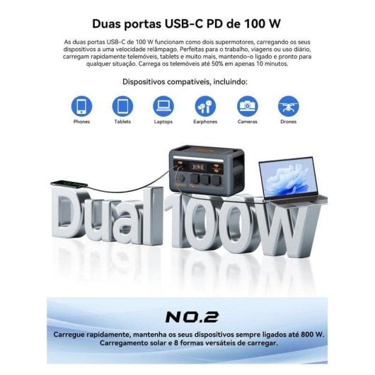 Estación de energía Oscal PowerMax 1800SE 1024Wh 10 puertos LiFePO4 UPS 8ms App móvil