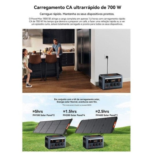 Estación de energía Oscal PowerMax 1800SE 1024Wh 10 puertos LiFePO4 UPS 8ms App móvil