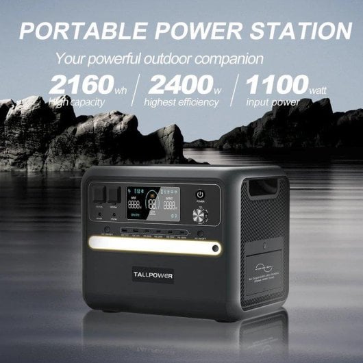 Estación de energía Tallpower V2400 2160Wh 13 puertos LiFePO4 Pantalla LCD UPS