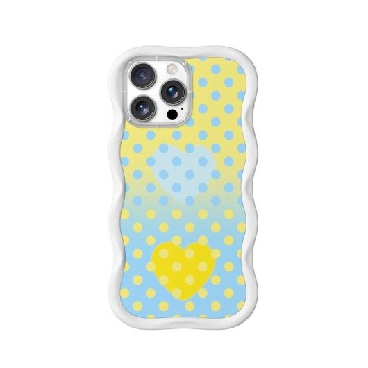 Funda para móvil YoungKit Sweetheart Wavy Silicona Crema Azul Blanco para iPhone 16 Pro Max
