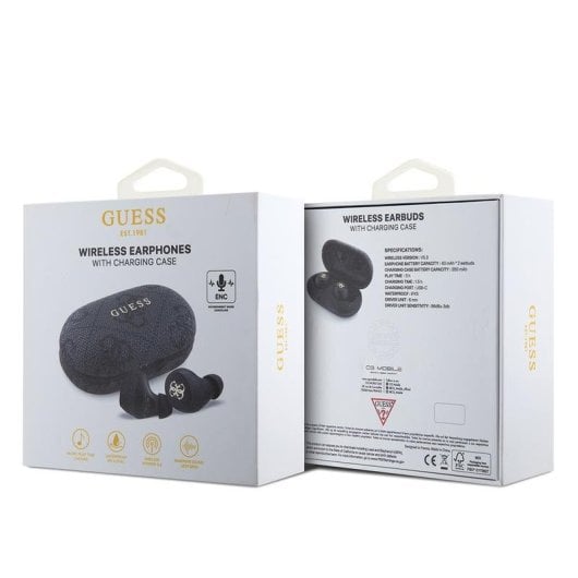 Auriculares Guess TWS ENC sem fios Bluetooth com estojo de carga preto
