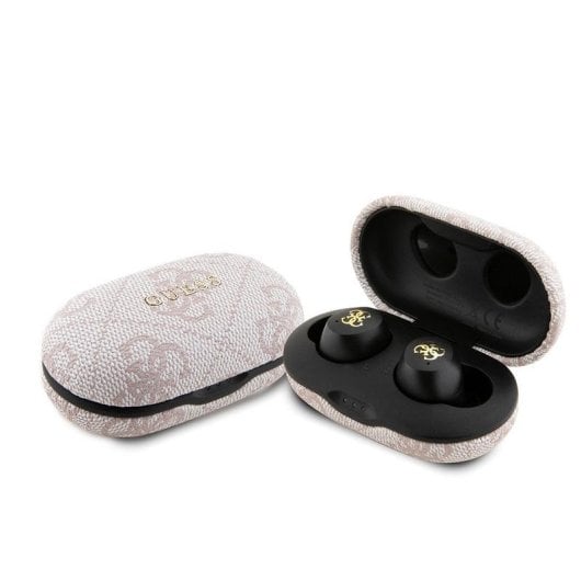Auriculares Guess TWS polipiel 4G ENC sem fios com estojo de carga rosa