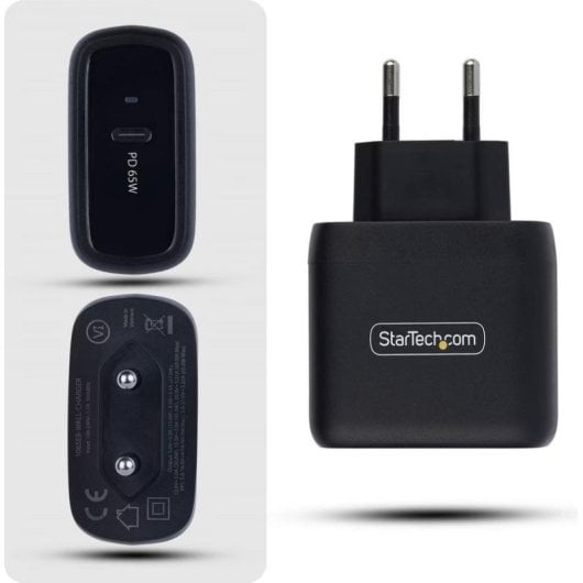 Cargador StarTech USB-C GaN 65W Portátil Negro