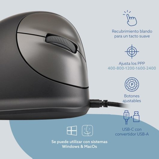 Rato R-Go Tools RGOHBRSWDBL com fio 2400 DPI preto ergonómico destro