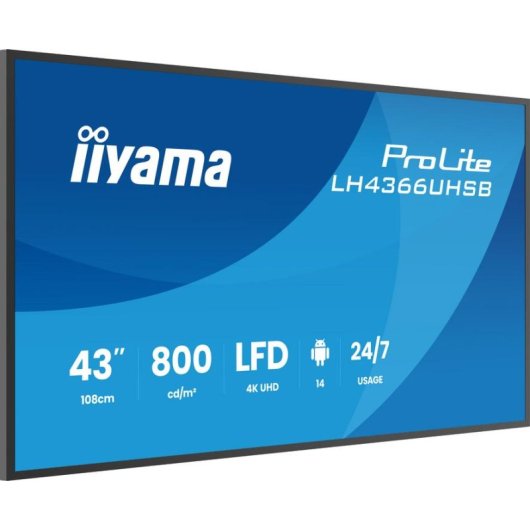 Monitor PC iiyama LH4366UHSB-B1AG 43" UltraHD 4K 60Hz VA Digital Signage WiFi Android 14 6,5ms