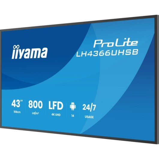 Monitor PC iiyama LH4366UHSB-B1AG 43" UltraHD 4K 60Hz VA Digital Signage WiFi Android 14 6,5ms