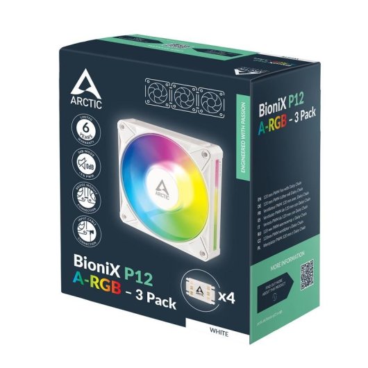 Raffreddamento Aria Arctic 120mm BioniX P12 A-RGB 3 ventole bianche