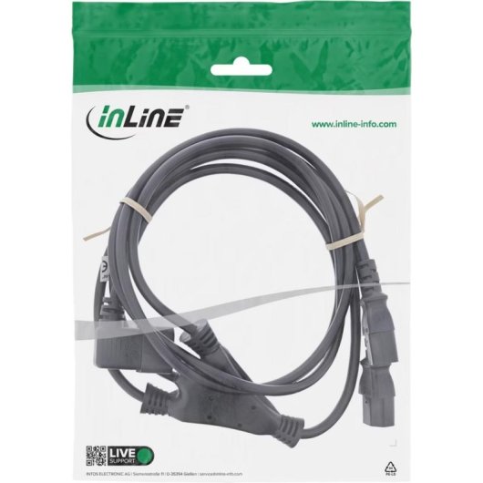 Cable Alimentación Y InLine C14 Angulado a 2x C13 1 m