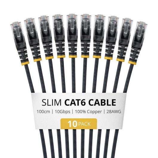 Cable de Red StarTech Cat6 UTP Slim Negro 1 m Pack 10