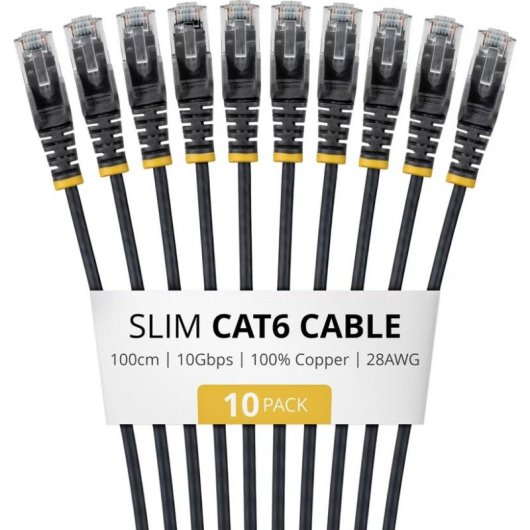Cable de Red StarTech Cat6 UTP Slim Negro 1 m Pack 10