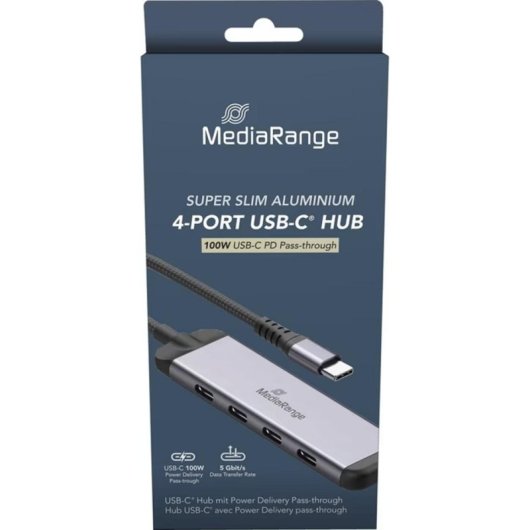 Hub MediaRange 4 ports 5 Gbit/s modèle MRCS512 avec charge 100W