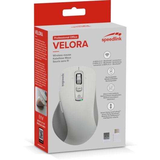 Ratón Speedlink Velora Bluetooth RF Wireless 4800 DPI Blanco recargable