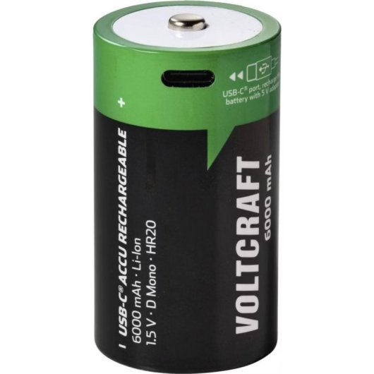 Pila Type D Voltcraft Li-Ion 6000 mAh 1,5 V confezione da 2