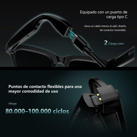 Blackview BV300 Gafas Inteligentes Cámara HD IA Integrada Altavoces Bluetooth Fotocromáticas