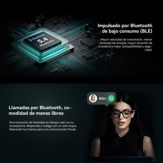 Blackview BV300 Gafas Inteligentes Cámara HD IA Integrada Altavoces Bluetooth Cristal Transparente