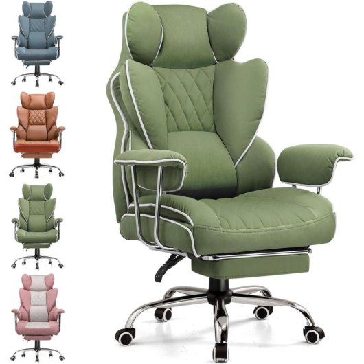 Gtplayer Gaming Chair With Spring Lumbar Support, Footrest, 180kg - Green