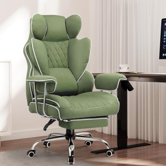 Gtplayer Gaming Chair With Spring Lumbar Support, Footrest, 180kg - Green