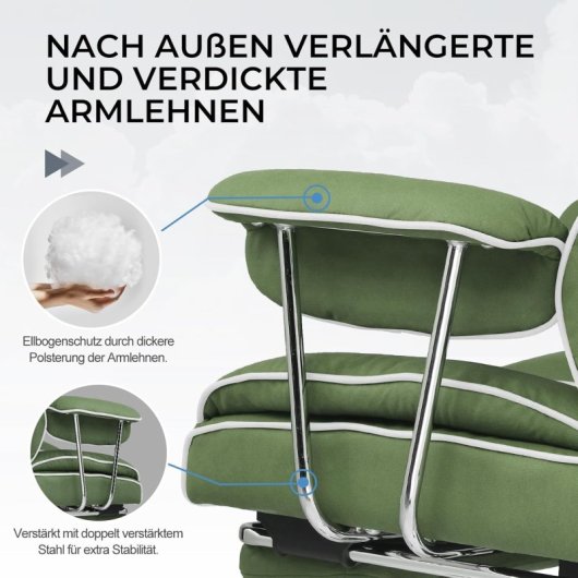 Gtplayer Gaming Chair With Spring Lumbar Support, Footrest, 180kg - Green