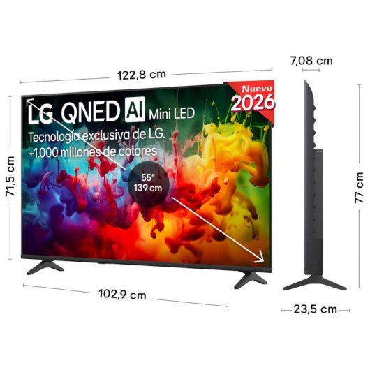 TV LG QNED MiniLED 55QNED7EB3C 55" 4K UltraHD 60Hz Smart TV WebOS HDR10 AI Sound Pro