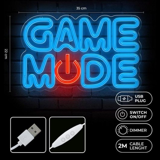 Luz LED Neón Game Mode Forever FPNE38 Azul y Rojo Plexi USB