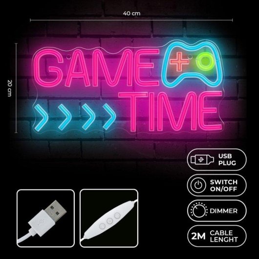 Luz LED Neón Decorativa Forever Game Time Multicolor