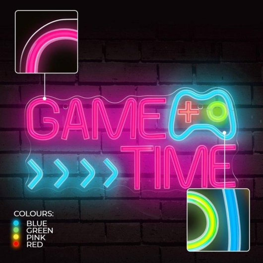 Luz LED Neón Decorativa Forever Game Time Multicolor