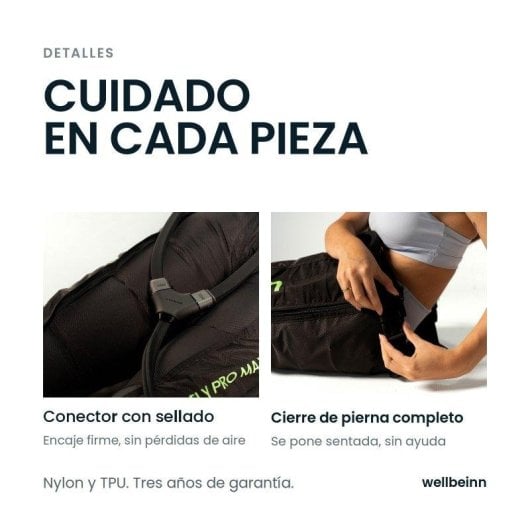 Pantalones de presoterapia Wellbeinn Highfly Pro Max 6 cámaras 200 mmHg