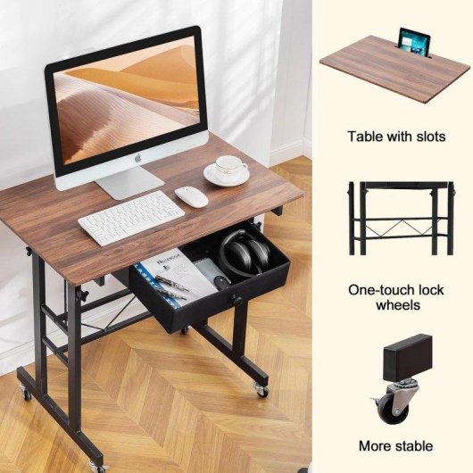 Bureau GTPLAYER Table Gaming Elevable 80x50 Tiroirs Roues