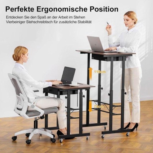 Bureau GTPLAYER Table Gaming Elevable 80x50 Tiroirs Roues