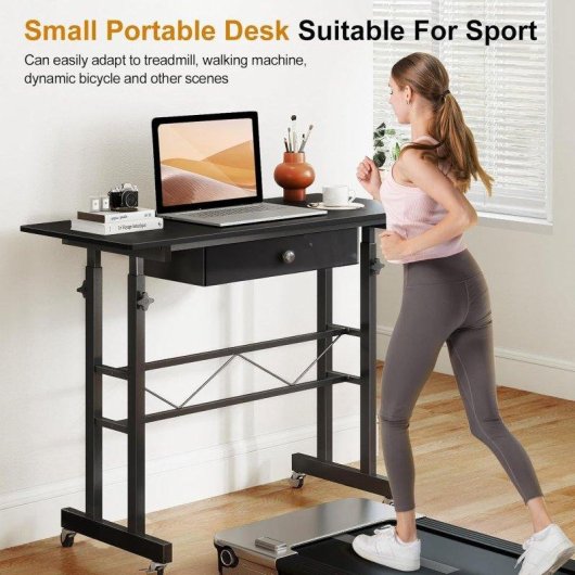 Bureau GTPLAYER Gaming Elevable 80x50 Tiroirs Roues Noir