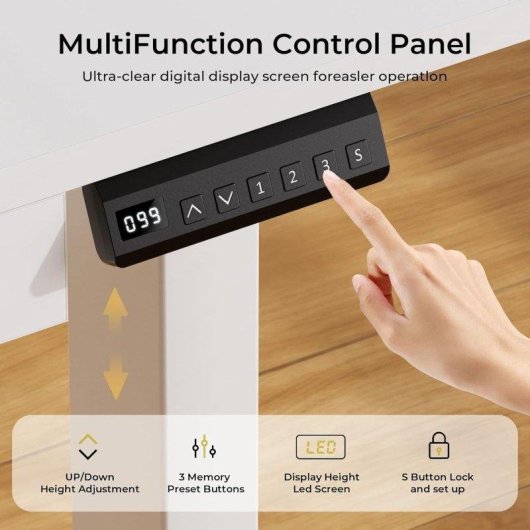 Table GTPLAYER Height-Adjustable 120x60 Monitor Tablet 3mem White