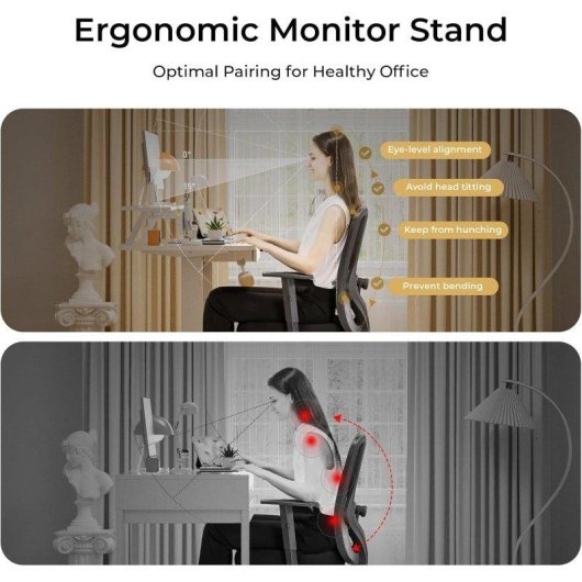 Table GTPLAYER Height-Adjustable 120x60 Monitor Tablet 3mem White