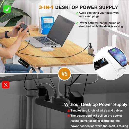 Mesa Gaming Elevable GTPLAYER 140x60 cm USB Gancho Marrón
