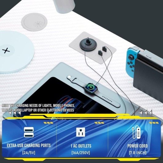 Gtplayer Eck Tisch Gaming L 120x80 USB Steckdose Weiss