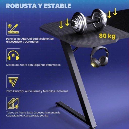 GTPLAYER Gaming Tisch 120x60 USB LED**