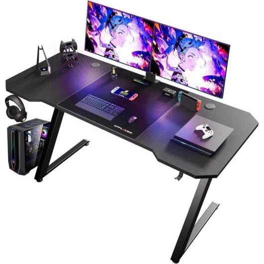 GTplayer Gaming Schreibtisch 120x60 Carbon USB LED